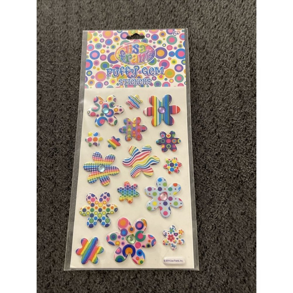 New Lisa Frank Puffy Gem Flowers Stickers Colorful B31